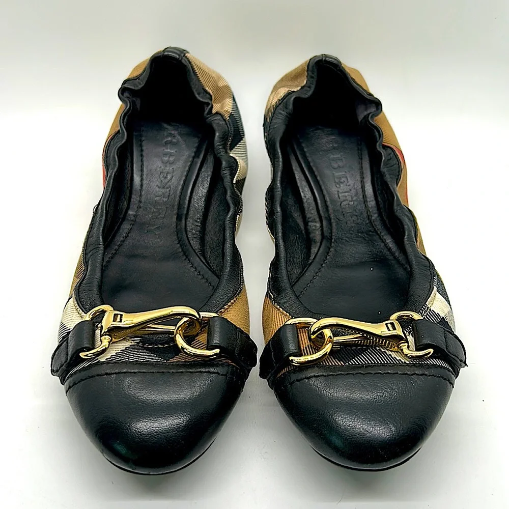 Burberry Authentic Classic Pattern Ballet Slip On Slipper Shoes **Sz 39.5/9.5** - Picture 2 of 10
